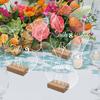 Acrylic Table Sign Holder with Wooden Base 10pcs Blank Clear Wedding Sign Number Place Card Holder Display Stand for Bar