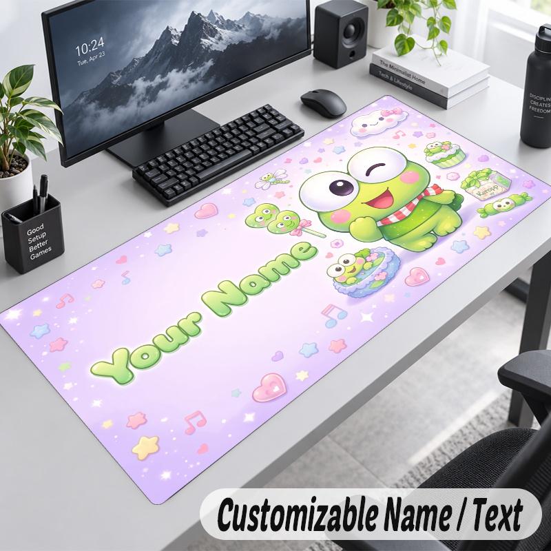 Keroppi Personalized Large Mouse Pad Custom Name Text Extended Desk Mat Gaming Mousepad