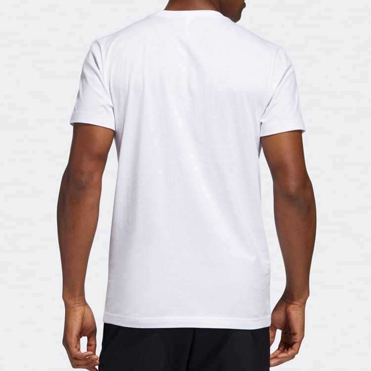adidas T Shirts Men's White Crew Neck Moderate Straight Fit GE1057