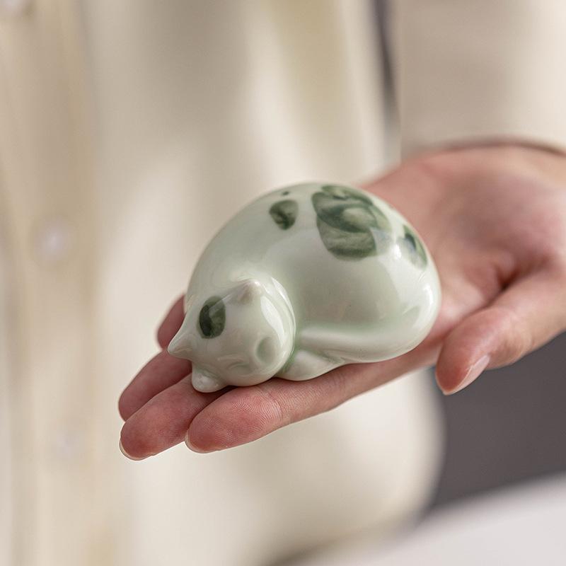 Creative Cute Cat Ornaments Ceramic Animal Crafts Home Living Room Tea Room Desktop Set Decoration Furnishings Home Decor
