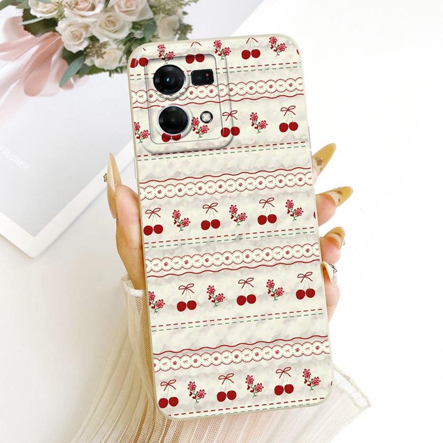 For OPPO Reno7 Reno8 4G Case Len Proective Back Cover flower Bow Soft Silicone Funda for OPPO F21 Pro Reno 7 4G Shockproof Capa