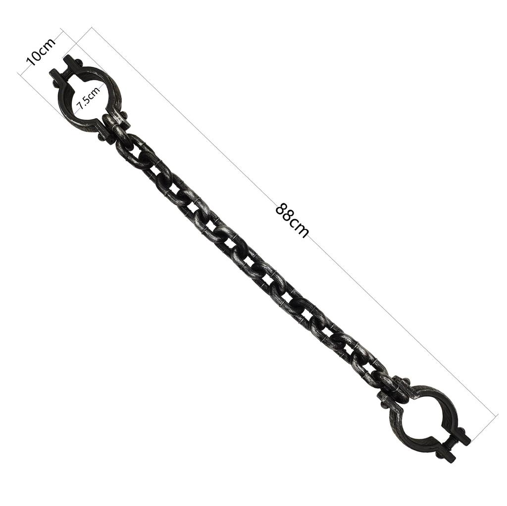 Halloween Cosplay Prisoner & Guard Prop, Plastic Simulation Handcuffs Ankle Cuffs with Chain, Role Play Performance Decor