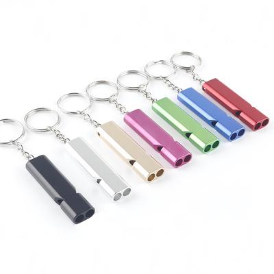 Survival Whistle Aluminium Alloy Keychain Practical Dual Frequency Emergency Safety Outdoor Hiking Camping