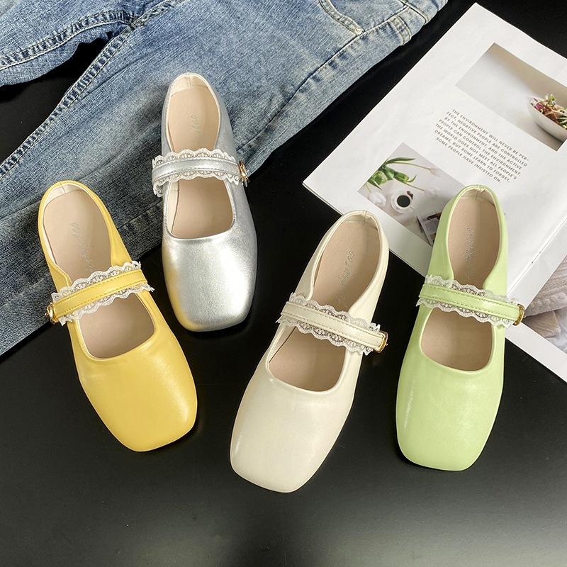 2025 Baotou Lace Slippers Summer Women's Outer Wear Single Shoes New French Flat Bottom Gentle Outer Wear Mary Jane Shoes