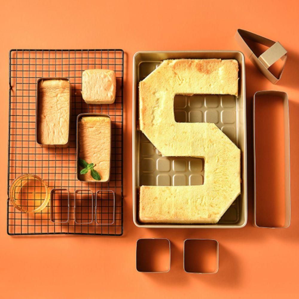 10pcs Carbon Steel Bread Mold Non-stick Baking Tray Multifunctional Alphabet Number Baking Pan Oven