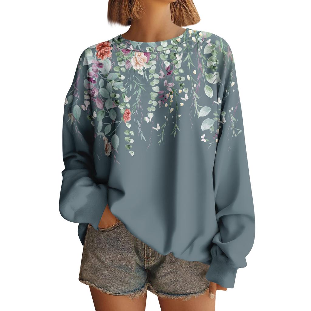 Women  Tops Women's Long Sleeve Sweatshirt Casual Crewneck Loose Fit Pollover Fleece Tops