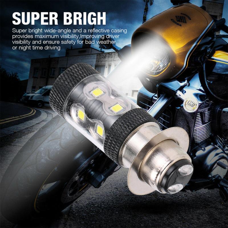 1 Pair H6/p15d 10smd 50w H6m Motorcycle Led Headlight Bulb 1000lm 6000k Dc12v-24v 360 Degrees