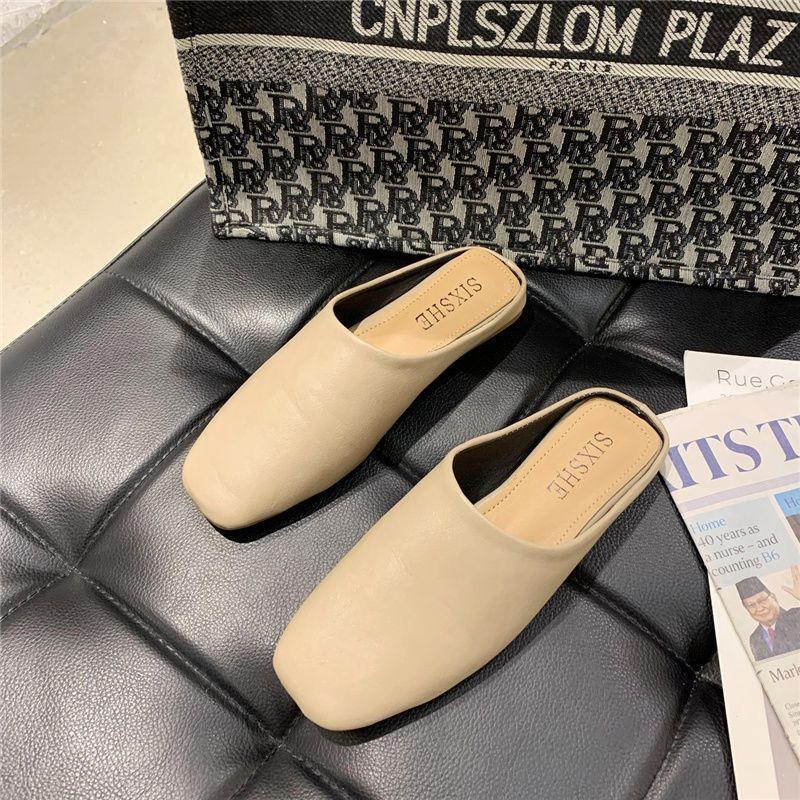 Women's new minimalist and versatile outdoor heelless lazy slippers