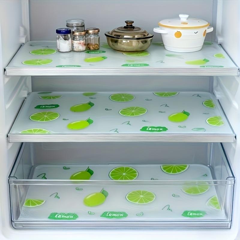 4Pcs Waterproof Refrigerator Liner Set Moisture-Proof Non-Slip Washable Reusable Eva Material Novel Lemon Pattern