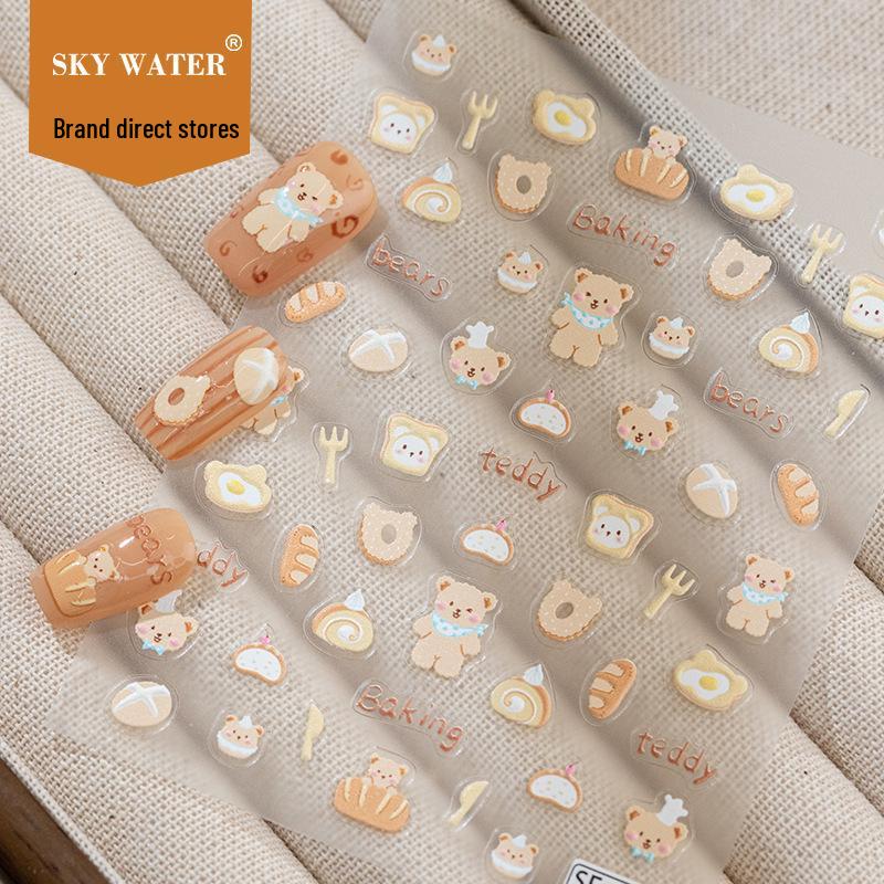SKY Cute Ins Style 6D Embossed Nail Art Baguette & Butter Stickers, Cake Design, Stereo Phone Decoration