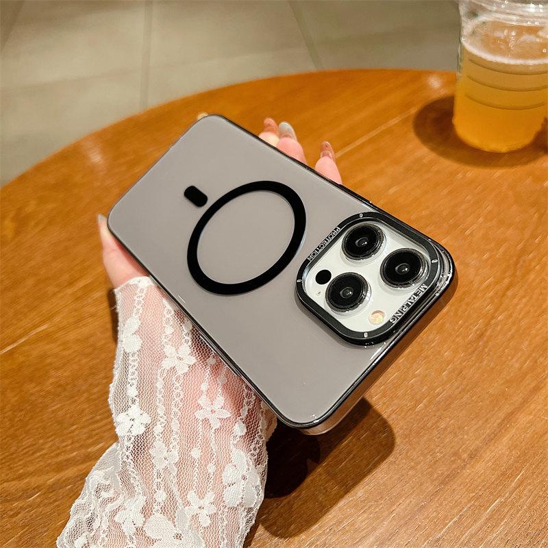 Luxury High-quality Magnetic Suction Wireless Charging HD Through-solid Color Phone Case Suitable for iPhone 14 13 12 11 Pro Max Anti-fall Cases