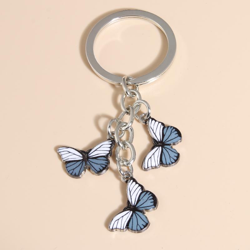 Cute Colorful Butterfly  Enamel Flying Animals Key Chains For Women Girls Accessorie Handmade Jewelry Bag Charm