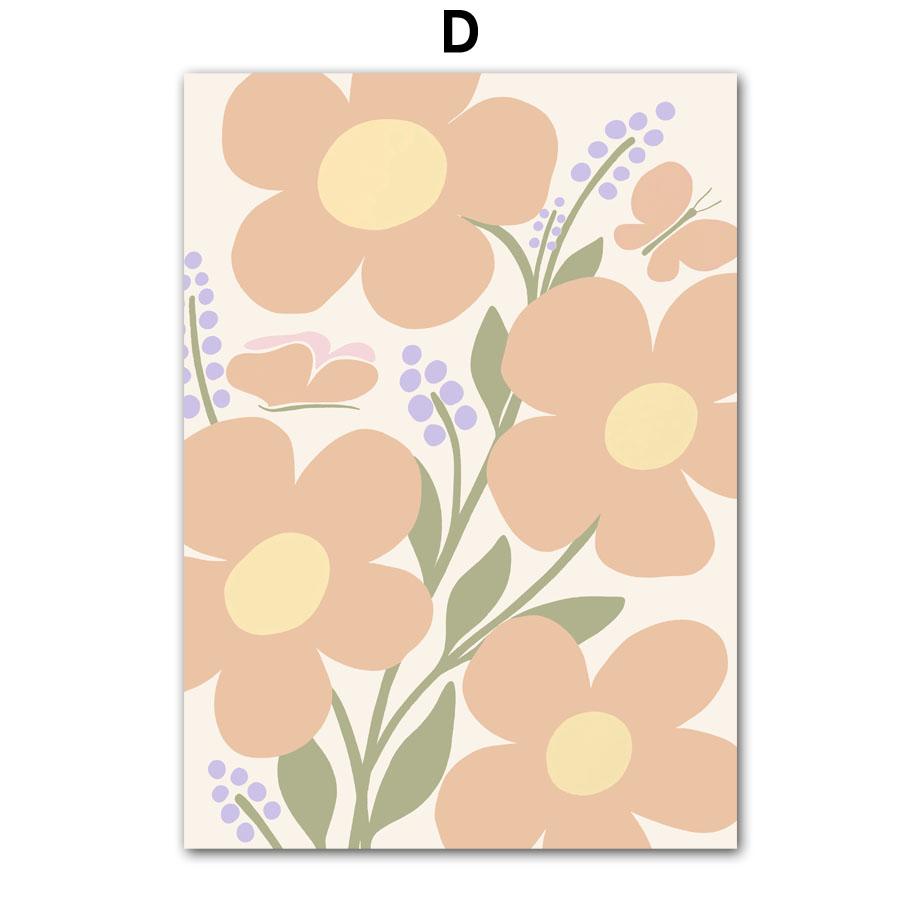 Flowers Coral Butterfly Shapes Abstract Wall Art Canvas Painting Nordic Posters And Prints Wall Pictures For Living Room Decor