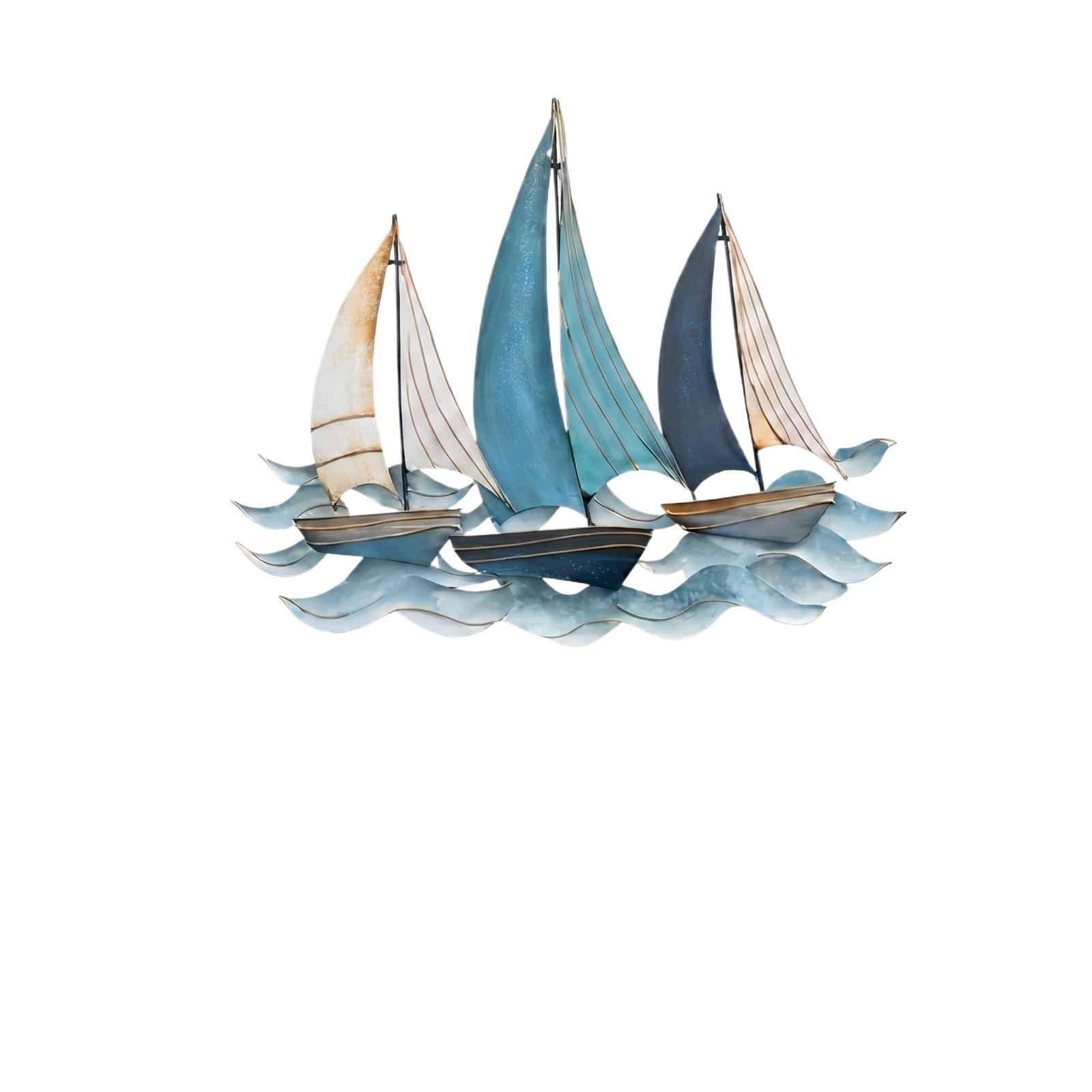 

Metal Wall Art Decorative Sailboat Silhouette Wave Design Iron Craft Sculpture for Indoor Outdoor Hanging Display one size