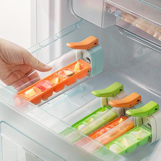 6 Grids Ice Tray with Lid And Bin Ice Cubes Molds Easy Release Compact Mini Ice Maker Trays Food Grade Ice Cube Tray for Whiskey Cocktail Juice