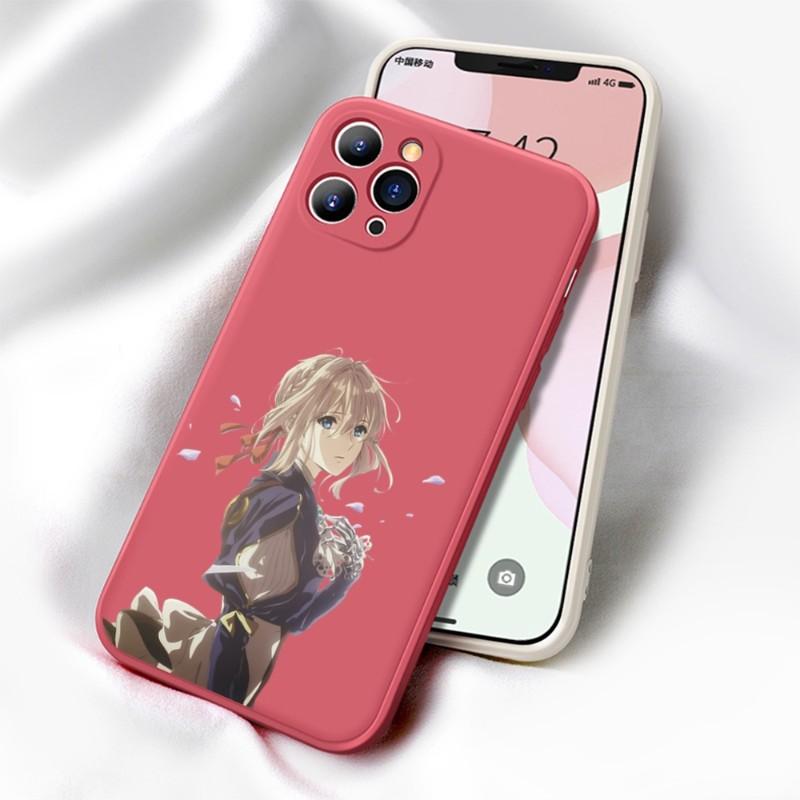 Violet Evergarden Phone Case For IPhone 11 12 13 Pro Max X XR XS Max 6 6S 7 8 Plus SE 2022 Liquid Square Color Phone Cover