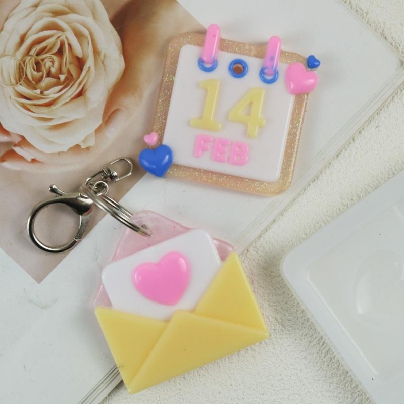 Flexible Pendant Mold Crafts Molds Valentines Day Series Keychain Mould Silicone Material Gift for DIY Hand Making Lover