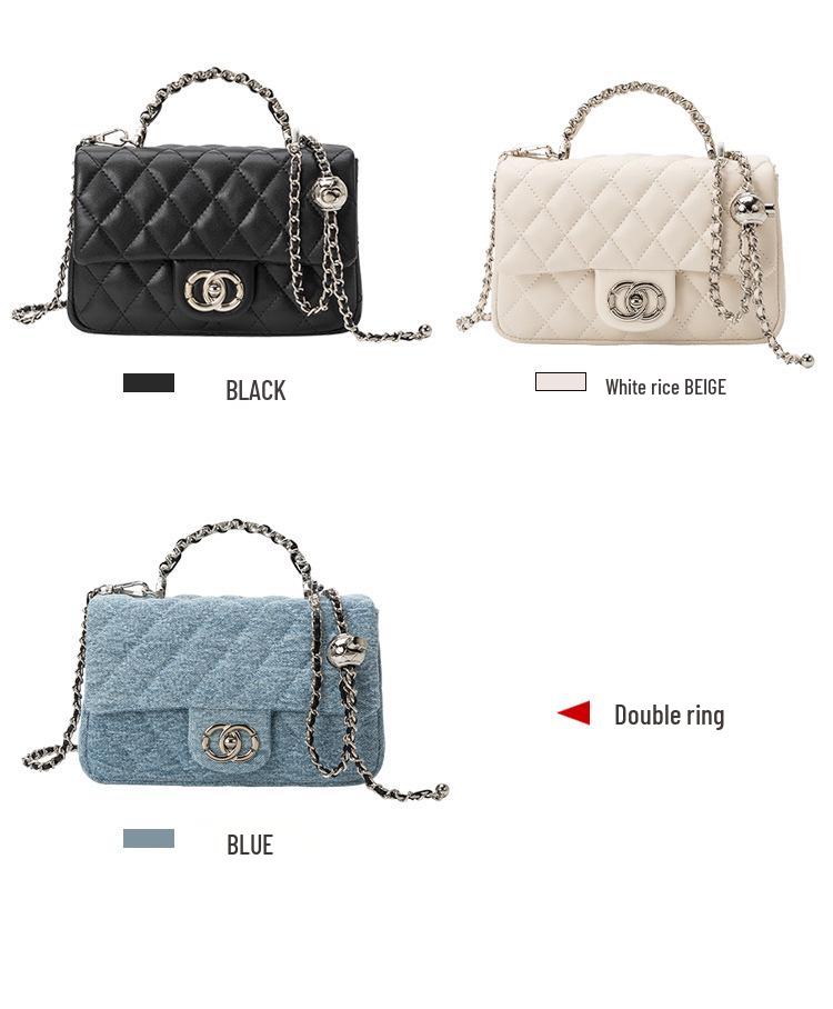 2025 Hochwertige Damen-Crossbody-Tasche aus echtem Leder - Schultertasche mit Kette und Rautenmuster