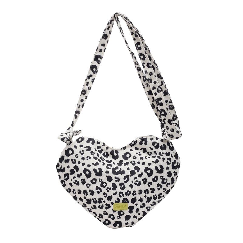 Fashionable Heart Leopard Print Oulder Bags Women's Crossbody Phone Bags Autumn Winter New Versatile Single Strap Bags Portable