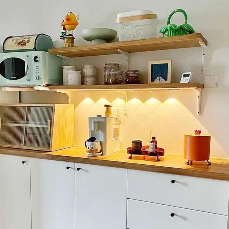 Motion Sensor Ultra-Thin Under Cabinet Light LED USB Lighting Kitchen Closet Wardrobe Lamp Rechargeable Magnetic LED Night Light