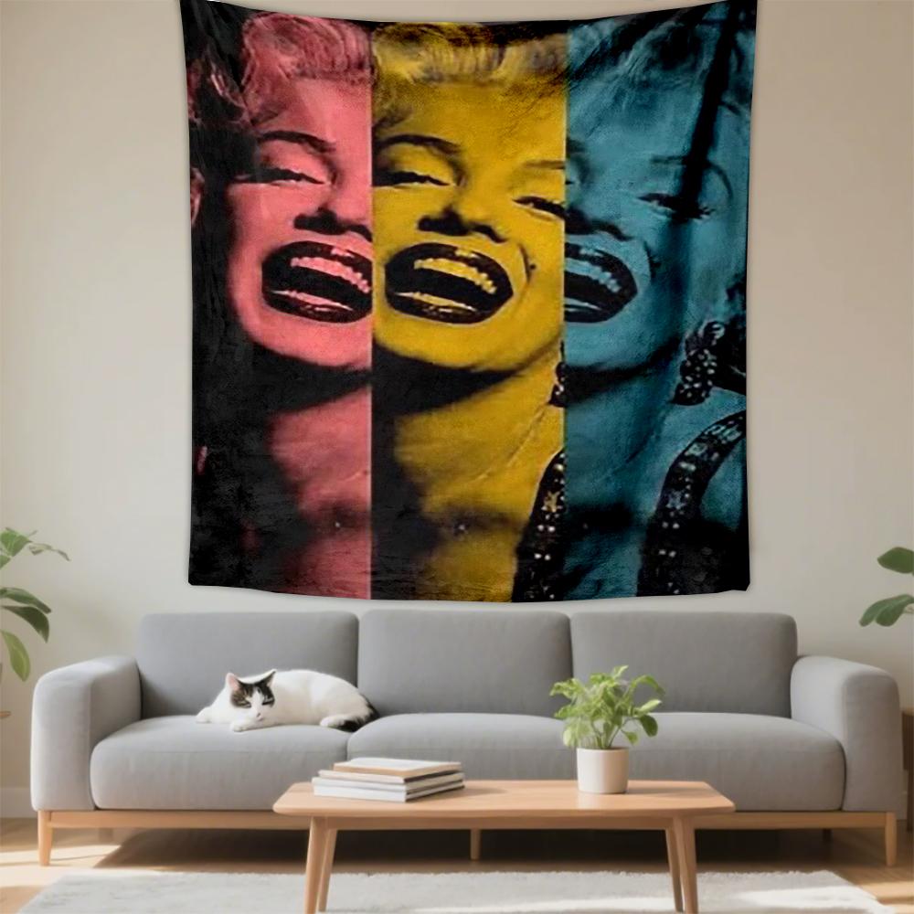 Tapestry Marilyn Monroe Tri Color Pop Art Warhol Style Laughing Wall Hanging