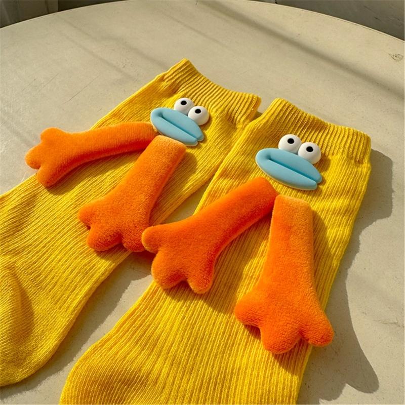 1 Pair Cotton Crew Dress Socks Simple Ankle Socks Trendy Bootie Socks Cartoon Doll Calf Socks for Womens Streetwear