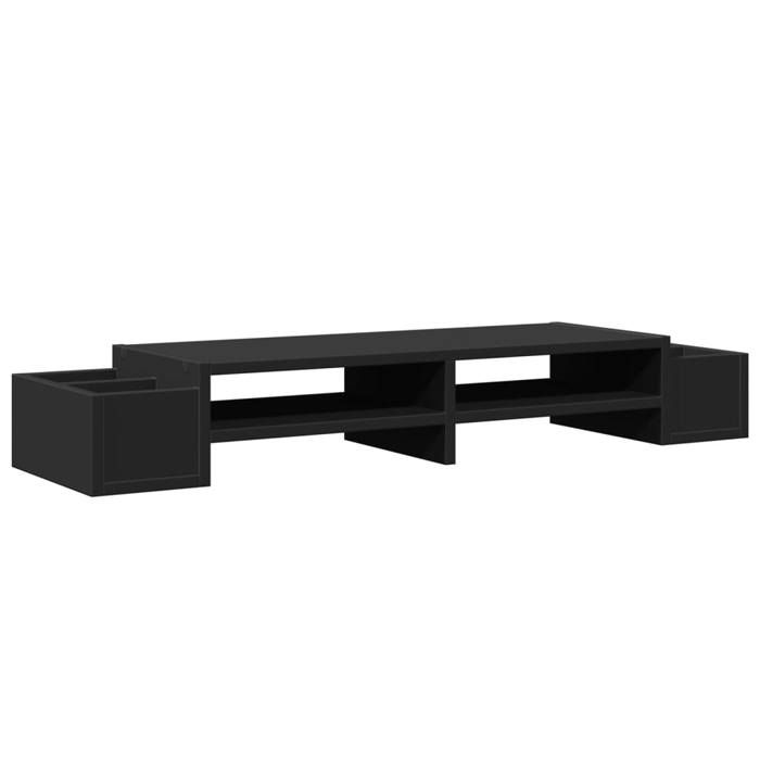 VidaXL Support de moniteur avec rangement noir bois d'ingénierie, support de moniteur pour bureau, étagère de moniteur, 854689