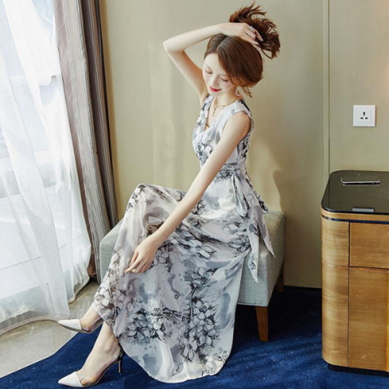 Dámské plážové šaty Dlouhé šaty Dámské Velká velikost S-3XL Letní Dlouhé šaty Nové Zavazování v pase Tenké Šaty na dovolenou u moře