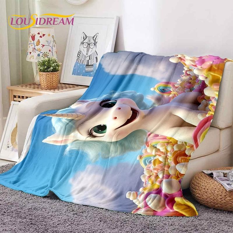 3D Cute Dream Unicorn Cartoon Girl  Soft Blankets,Keep Warm Throw Blanket Comfortable Blanket for Picnic Beds Sofa Home Bedroom