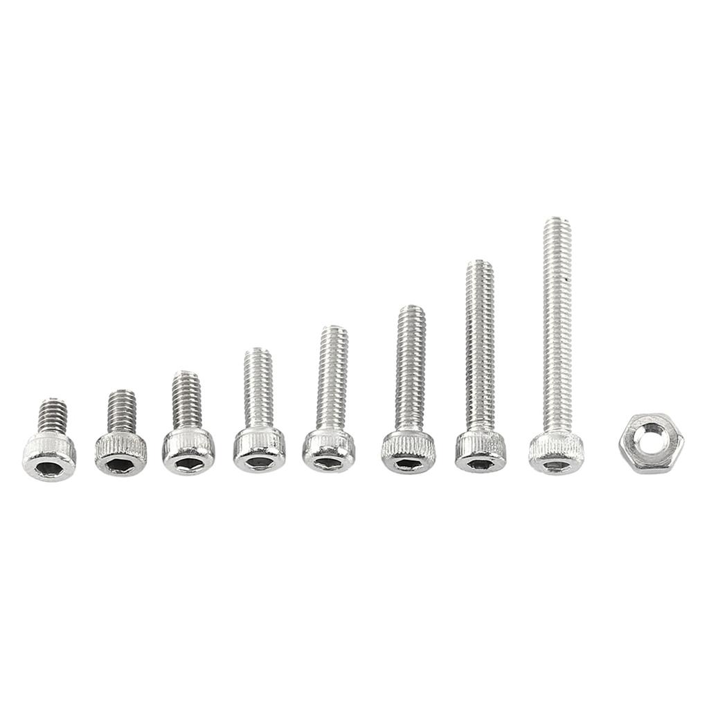 M2.5 A2 Stainless Steel Hex Socket Screws   With Hex Nuts Assortment Fasteners(  Head)
