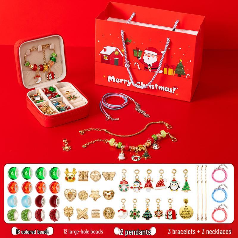 Набор для изготовления рождественского браслета и ожерелья из бисера ручной работы для девочек