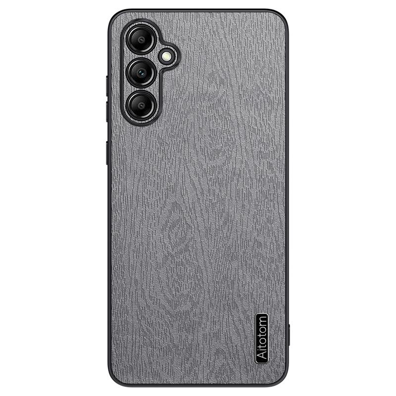 For Samsung Galaxy A15 5G Cellphone Case Wood Grain PC+TPU+PU Back Protector Cover