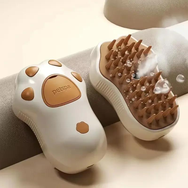 2025Multifunctional Rotating Cat Grooming Steamer Brush Pet Hair Removal Spray Massage Comb 3 In1 Self Cleaning Steam Cat Brush