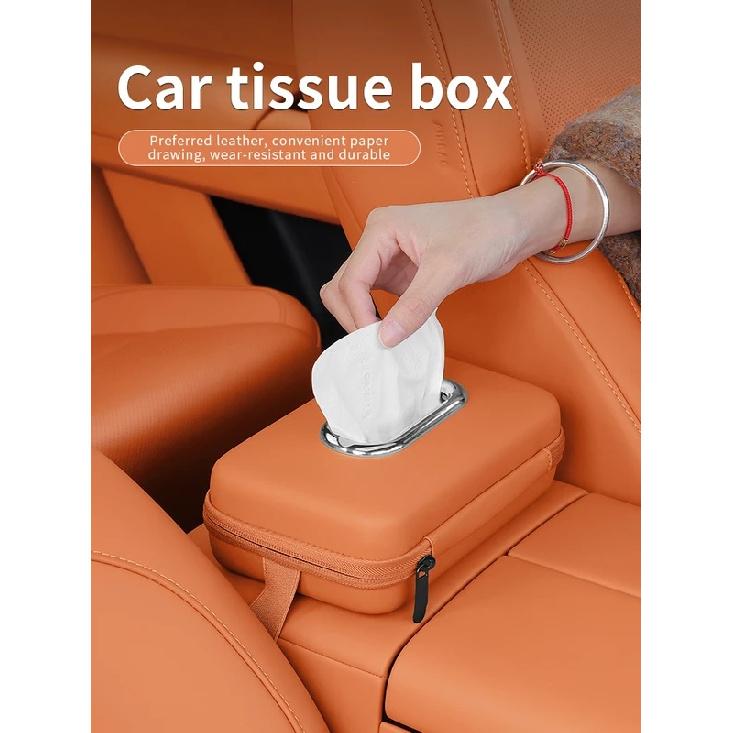 Car mounted tissue box drawer box creative car armrest box backrest hanging multifunctional sun visor four-color tissue bag