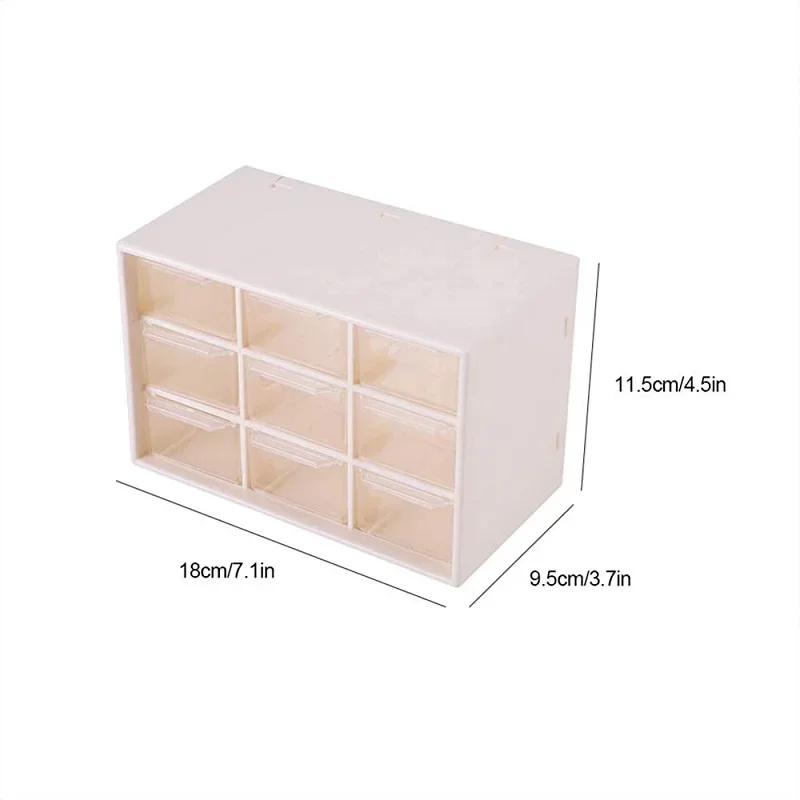 Ins Nine-grids Storage Box Dustproof Drawer Type Box Desktop Stationery Jewelry Cosmetics Storage With Lovely Stickers