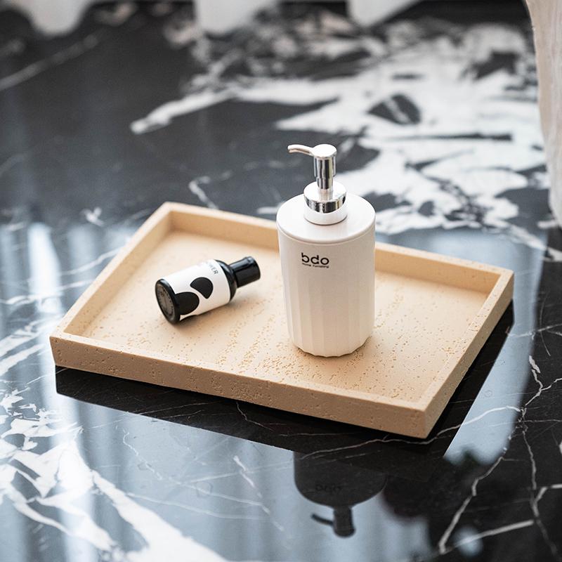 Travertine Wabi-Sabi Tray: Aromatherapy Storage, Luxury Bathroom Ornament, Living Room Decoration.