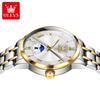 OLEVS Luxury Man Watch Solid Steel Strap Moon Phase Quartz Watch for Men Roman Dial Trendy Simple Waterproof Men's Watches 3638