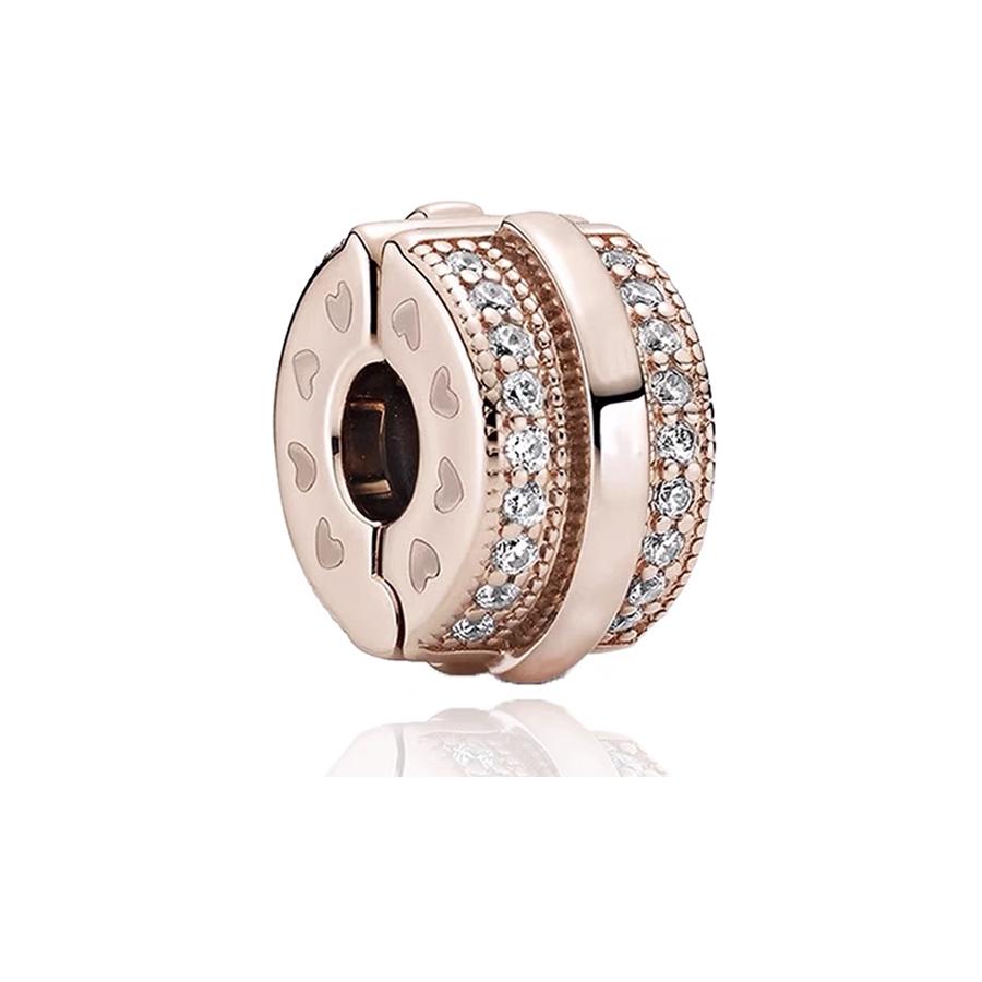 Miniso Sparking Rose Gold Plated Charm Bead Charms Dangle Authentic Compatible With copper Bracelets Necklaces Bead Ideal For Diy Jewellery Women Gift