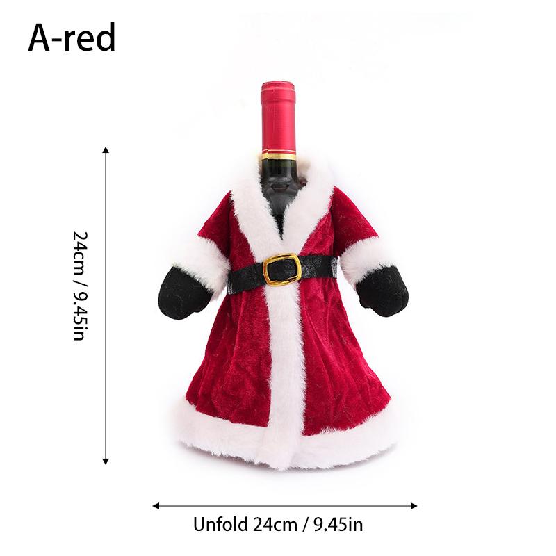 

2025 Christmas Wine Bottle Cover Clothing Velvet Board Wine Cabinet Cup Dress Up Xams Christmas Eve New Year Decoration Gift