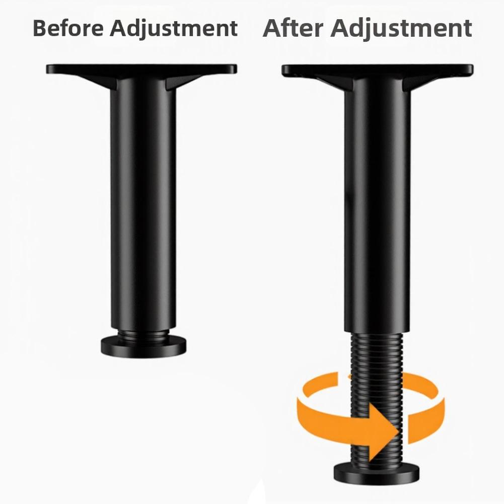 Adjustable Telescopic Furniture Heightening Bracket for Bed Beam Support Fixer Black 22cm to 40cm Steel Plastic