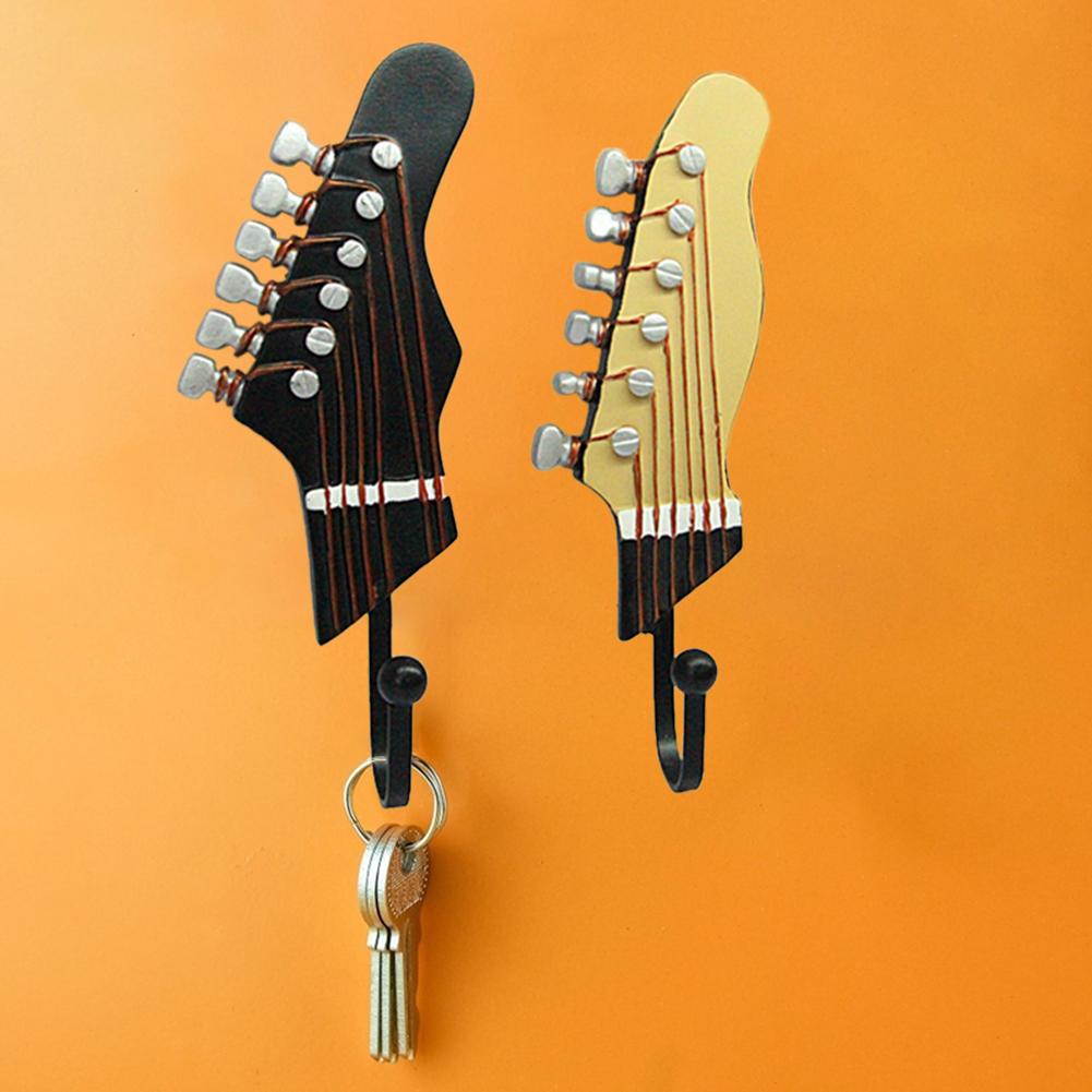 3Pcs Retro Wall Hanger Farmhouse Style Guitar Head Shape Clothes Hooks Resin Vintage Storage Rack Wall Mounted for Home Decor