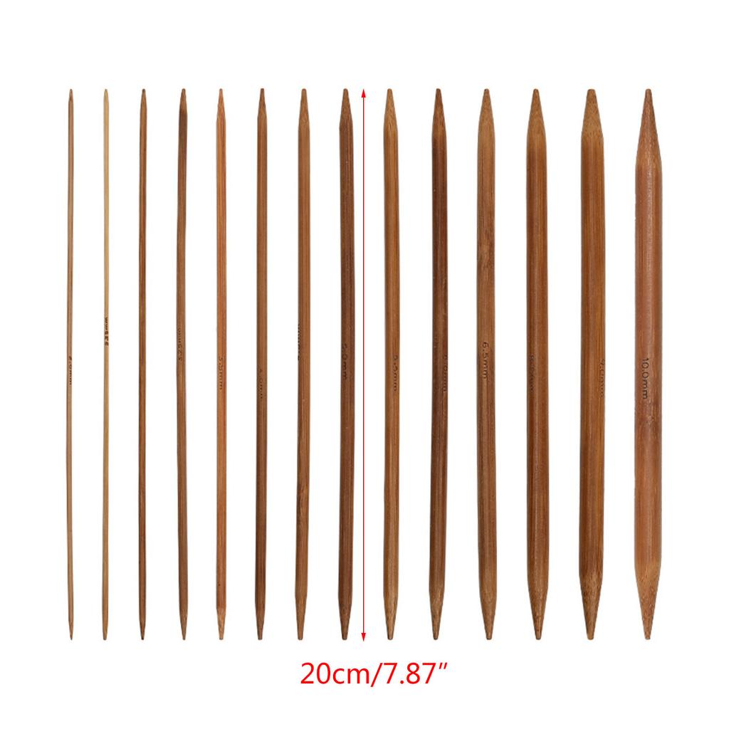 5ks 20cm Bambusové Pletací Jehly Háčky na Háčkování Dvoušpičaté Karbonizované Bambusové Jehly Svetr Pletení Řemeslo 13 Velikostí Nástroj
