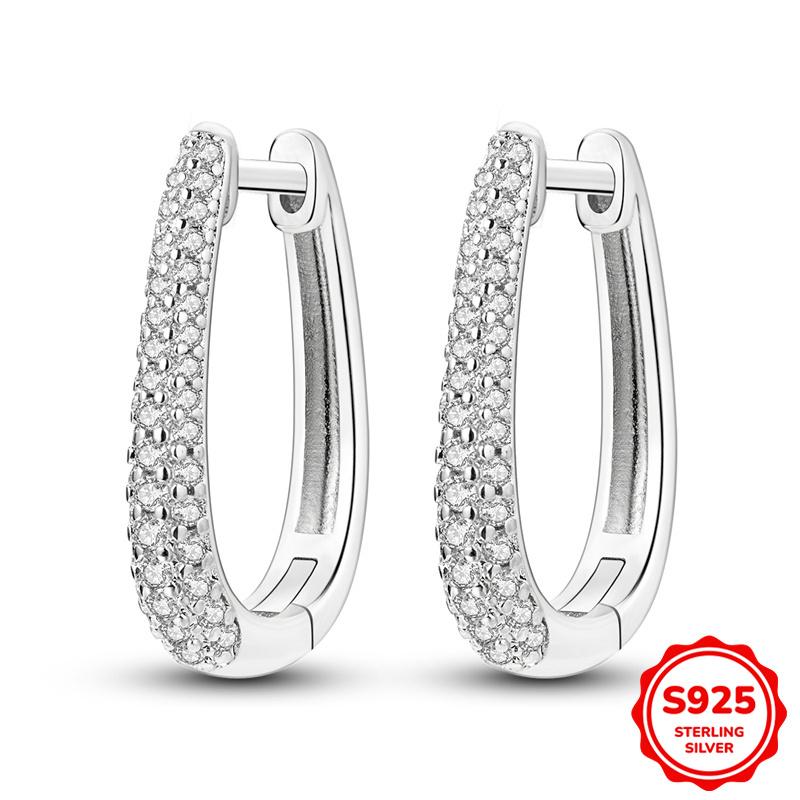 925 Sterling Silver Cubic Zircon Earrings Double  For Women Heart Star Moon Earrings Elegant Birthday Jewelry Gifts
