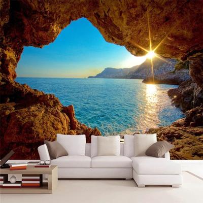 3d Wallpaper Stereo Seaside Landscape Mural Reef Cave Fresco Living Room Bedroom Space Expansion Background Wall Paper