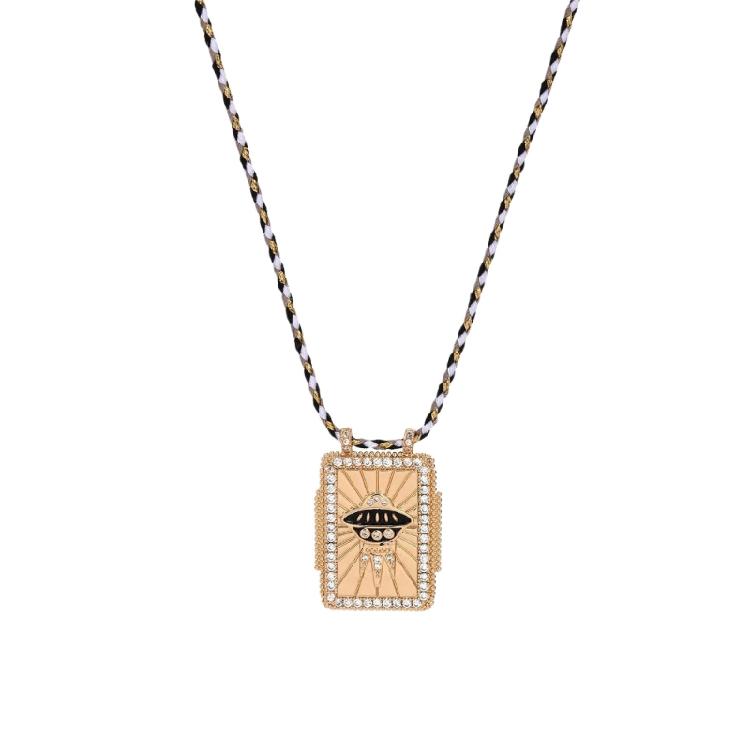 Chic Tarot Card Designs Necklace Adjustable Length Tarot Symbolic Card Pendant Necklace for Daily and Party Wear