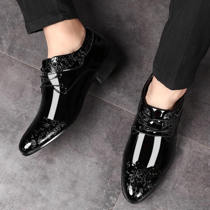 Fashion Shoes for Male Wedding Party Office Oxfords Casual Business Shoe for Men Dress Shoe Lace Up Formal Black PU Leather Brogue 39-48