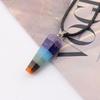 Seven-Color Natural Crystal Stone Pendant Necklace N772