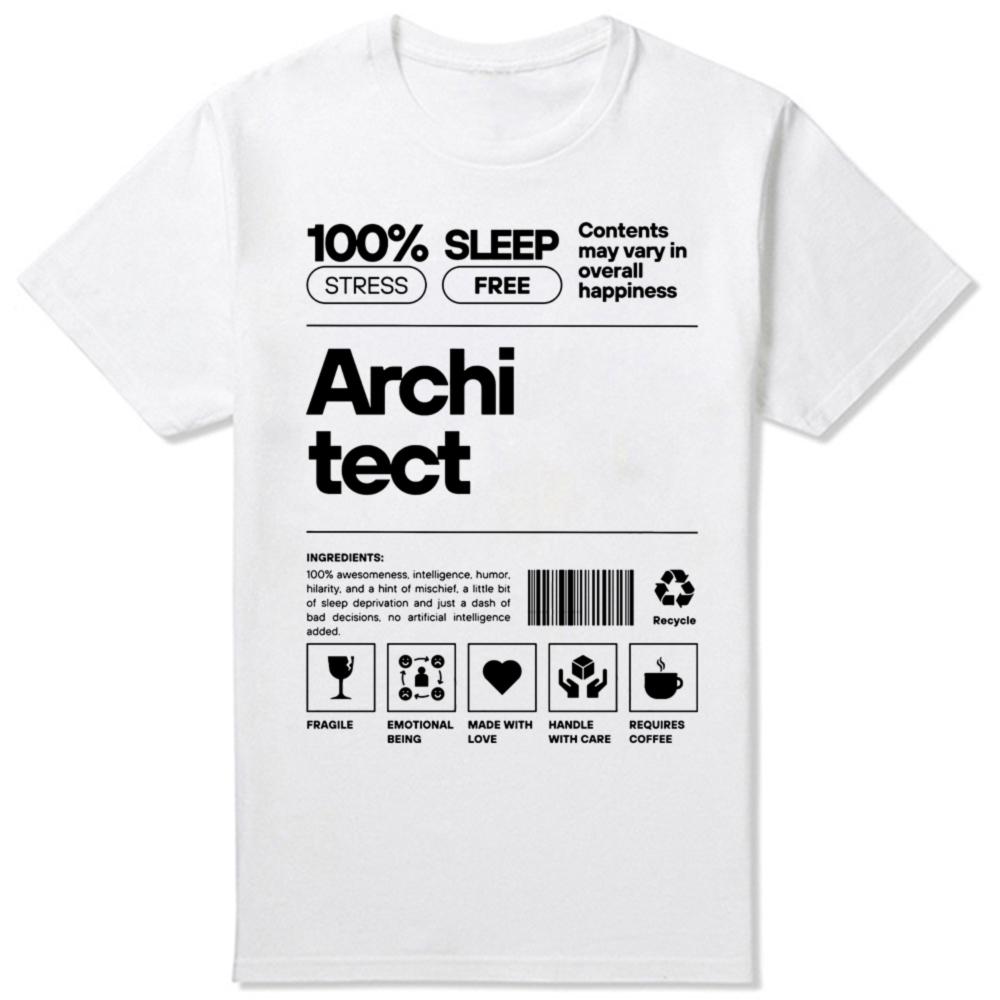 Rolig Arkitekt Arkitektur Grafik 100% Bomull T-shirts Herr Dam Mode Casual T-shirt Lös Oversized Streetwear T-shirt