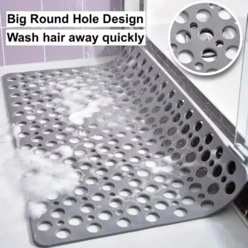 Square Non-slip Bathroom Mat with Suction Cup and Round Hole Design Shower Anti-fall Household Shower Massage Quick Drainage Mat