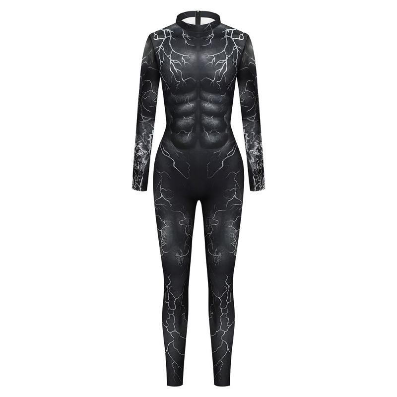 Fall/Winter Movie Venom Costume Jumpsuit Halloween Horror Hood Tights Play Suit